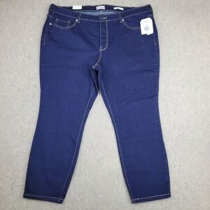 Wonderly Jeans Mid Rise Skinny Crop Womens 20W Plus Blue‎ Dark Wash Stretch NEW